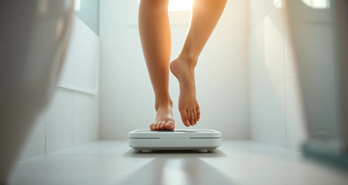 Woman measuring waist progress during GLP-1 peptide therapy treatment for 20-pound weight loss goal