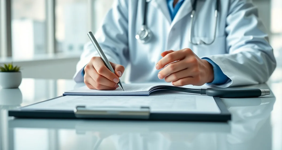 Healthcare provider reviewing pre-diabetes research and Wegovy treatment options with patient during medical consultation