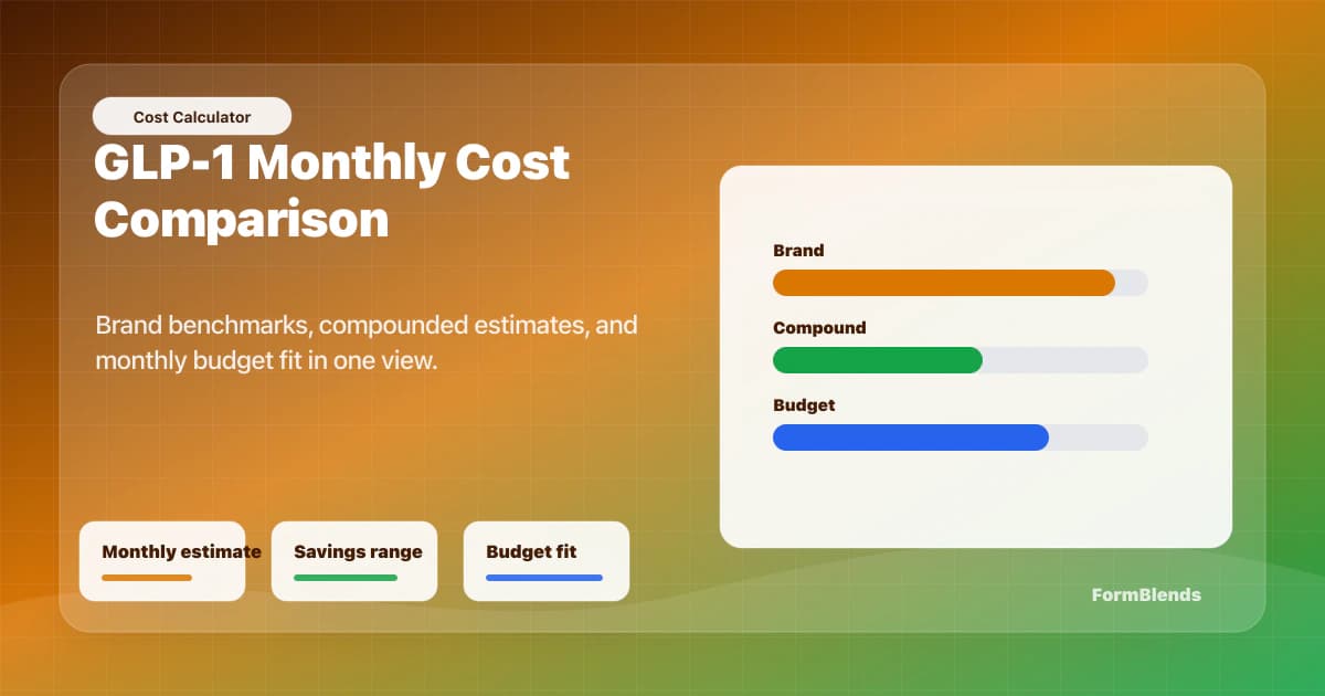 GLP-1 cost savings calculator comparison GLP-1 cost calculator comparing brand medication prices, compounded planning estimates, and monthly budget