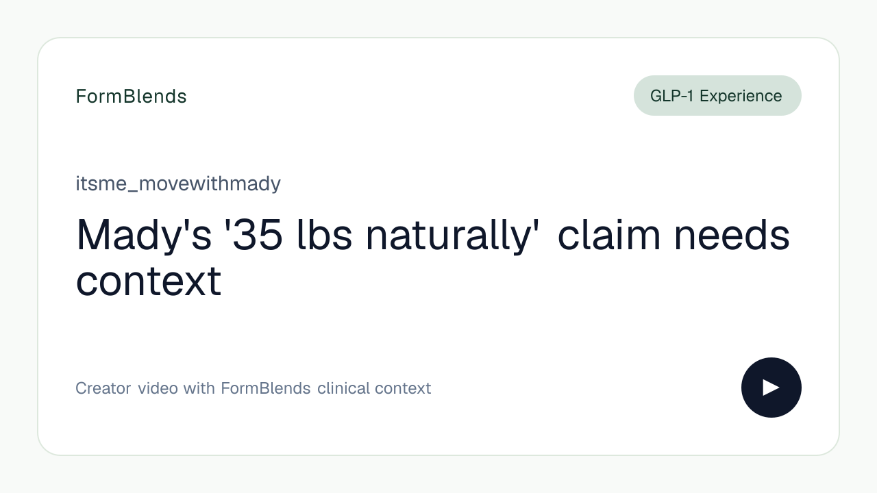 Mady's '35 lbs naturally' claim needs context