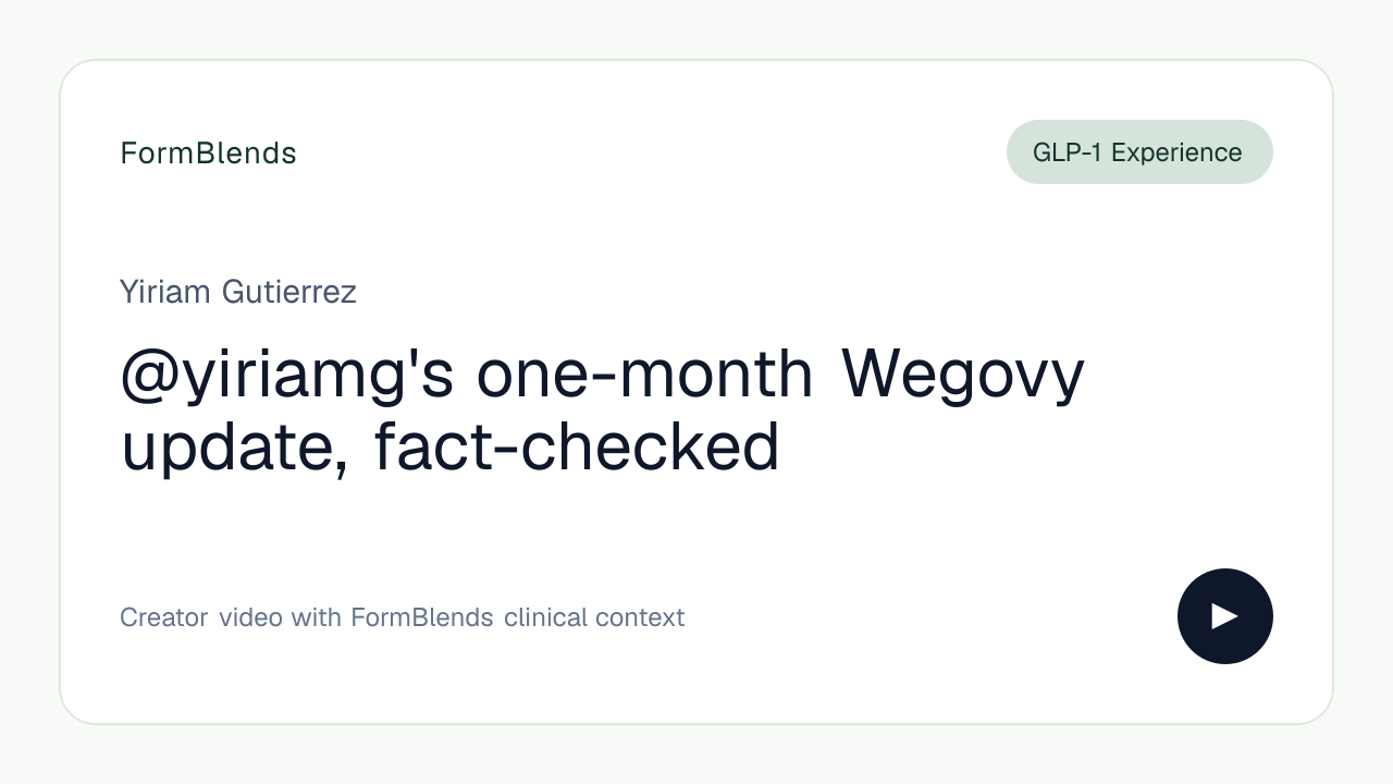 @yiriamg's one-month Wegovy update, fact-checked
