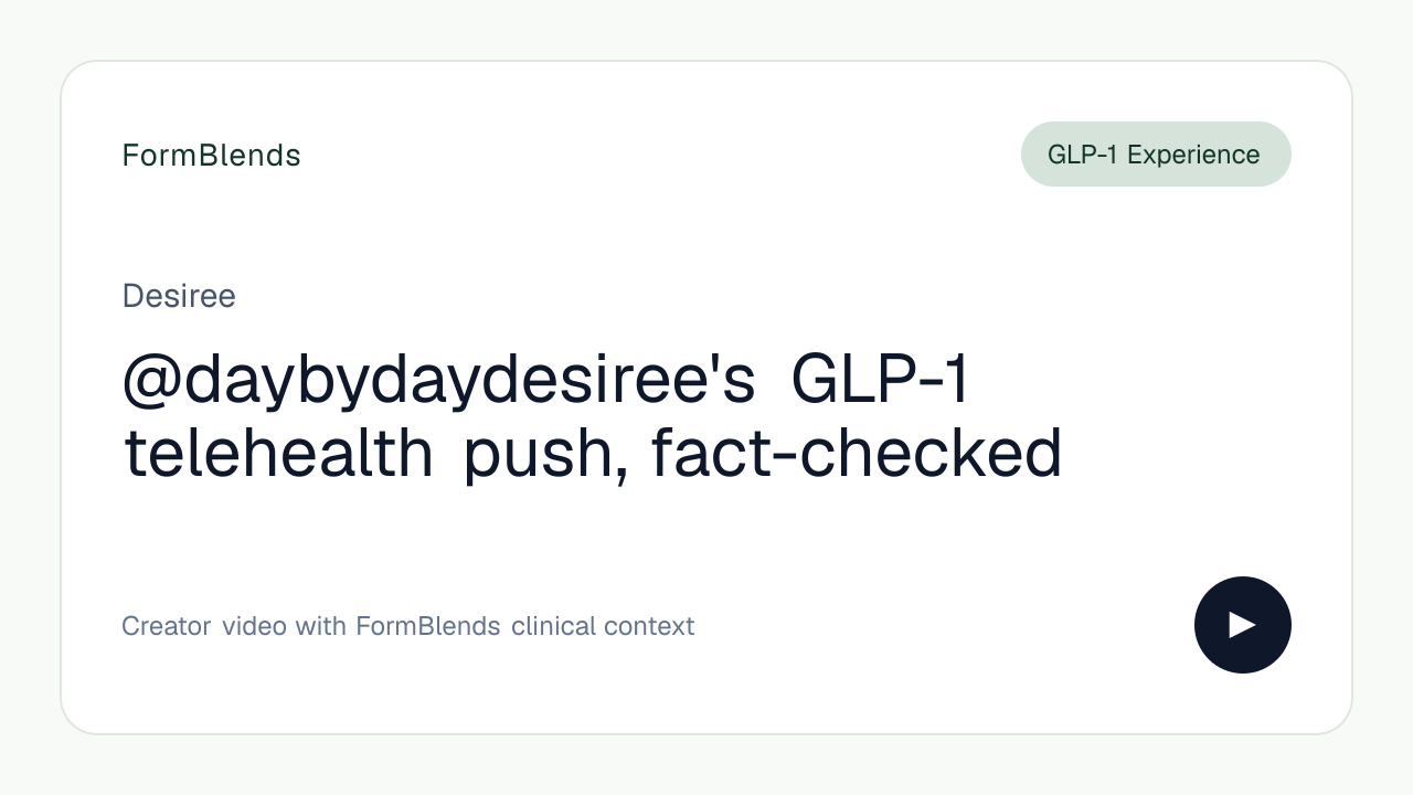 @daybydaydesiree's GLP-1 telehealth push, fact-checked