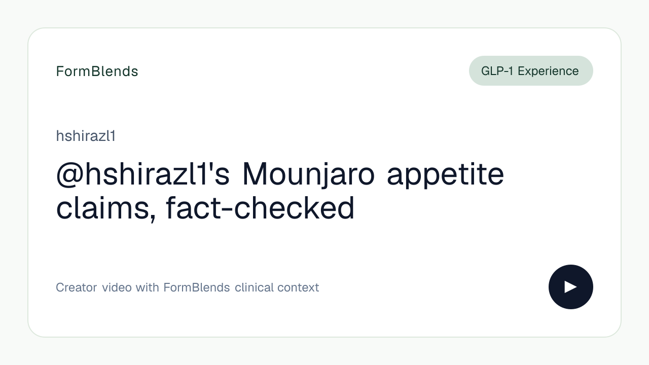 @hshirazl1's Mounjaro appetite claims, fact-checked
