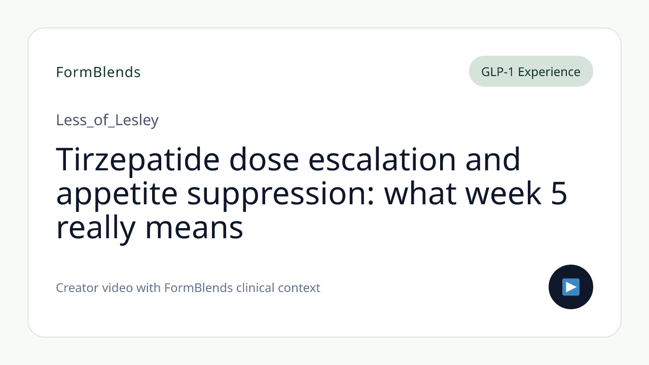 Tirzepatide dose escalation and appetite suppression: what week 5 really means