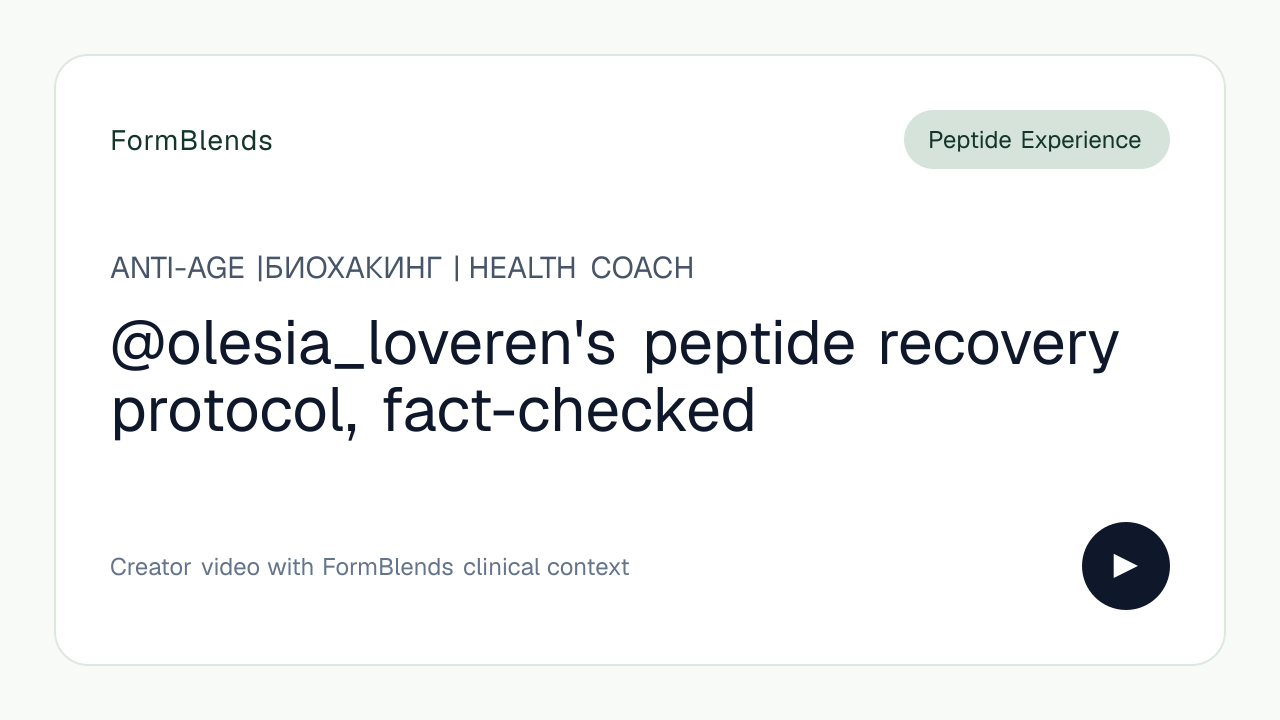 @olesia_loveren's peptide recovery protocol, fact-checked