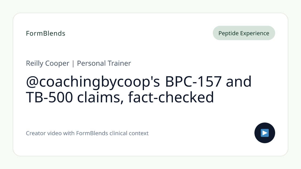 @coachingbycoop's BPC-157 and TB-500 claims, fact-checked