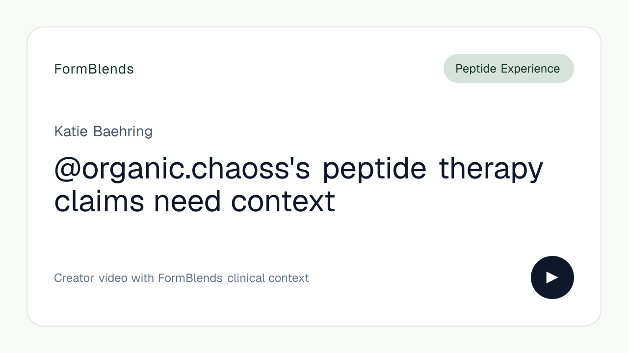 @organic.chaoss's peptide therapy claims need context