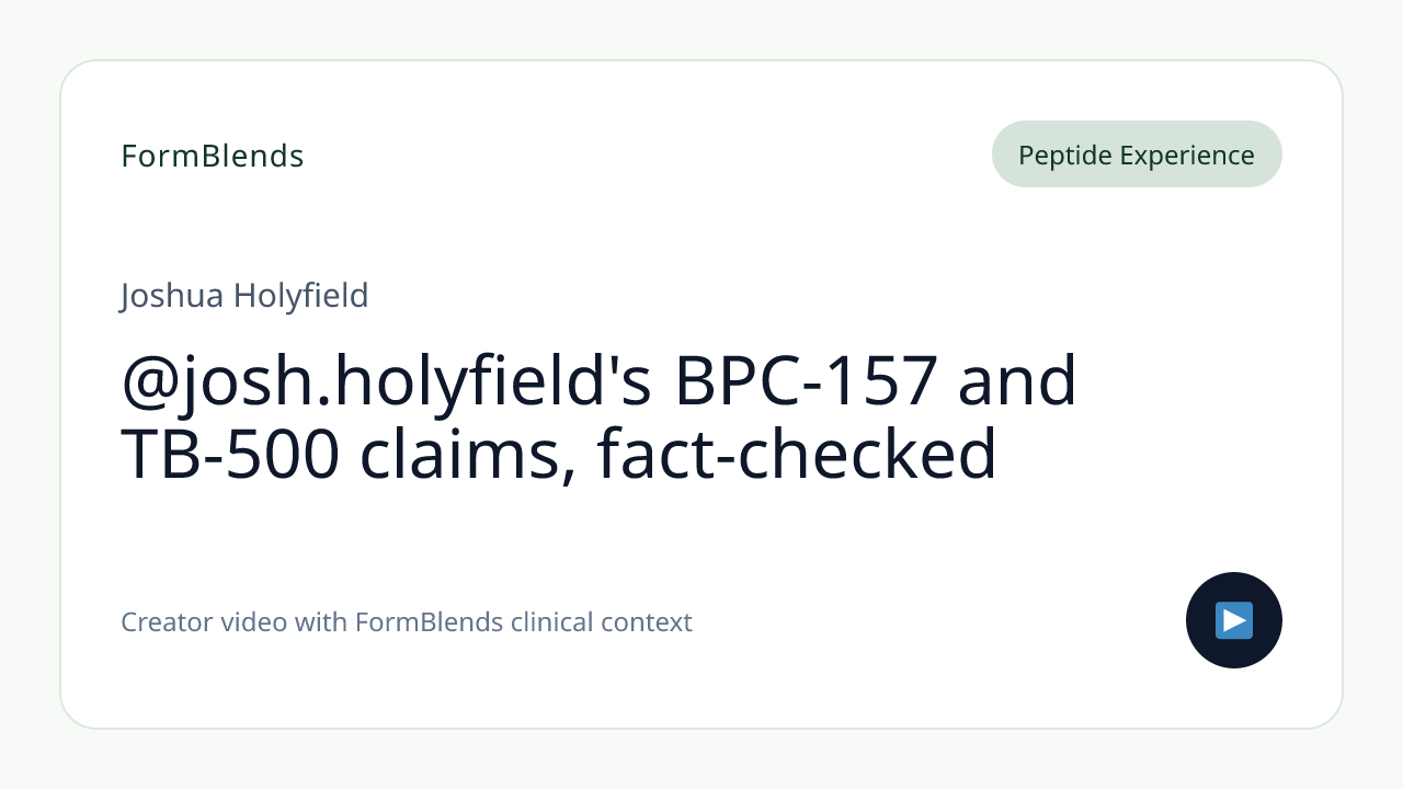 @josh.holyfield's BPC-157 and TB-500 claims, fact-checked