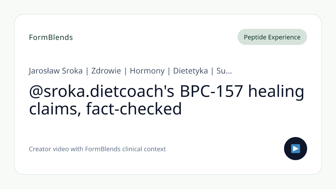 @sroka.dietcoach's BPC-157 healing claims, fact-checked