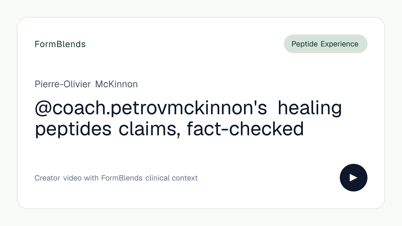 @coach.petrovmckinnon's healing peptides claims, fact-checked