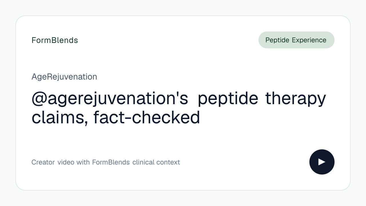 @agerejuvenation's peptide therapy claims, fact-checked