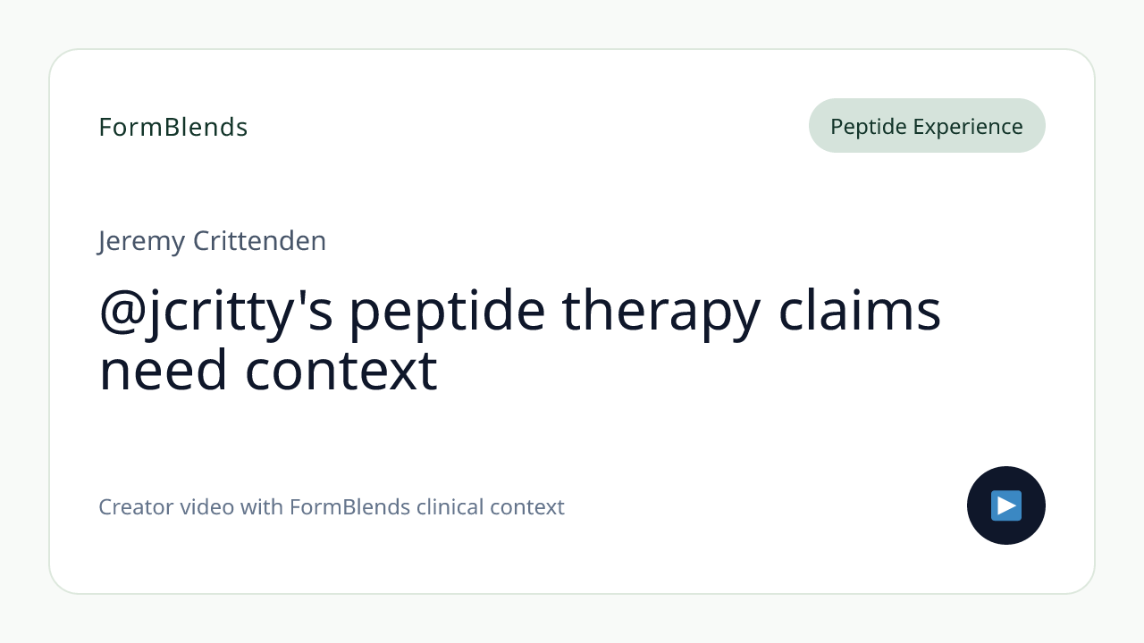 @jcritty's peptide therapy claims need context