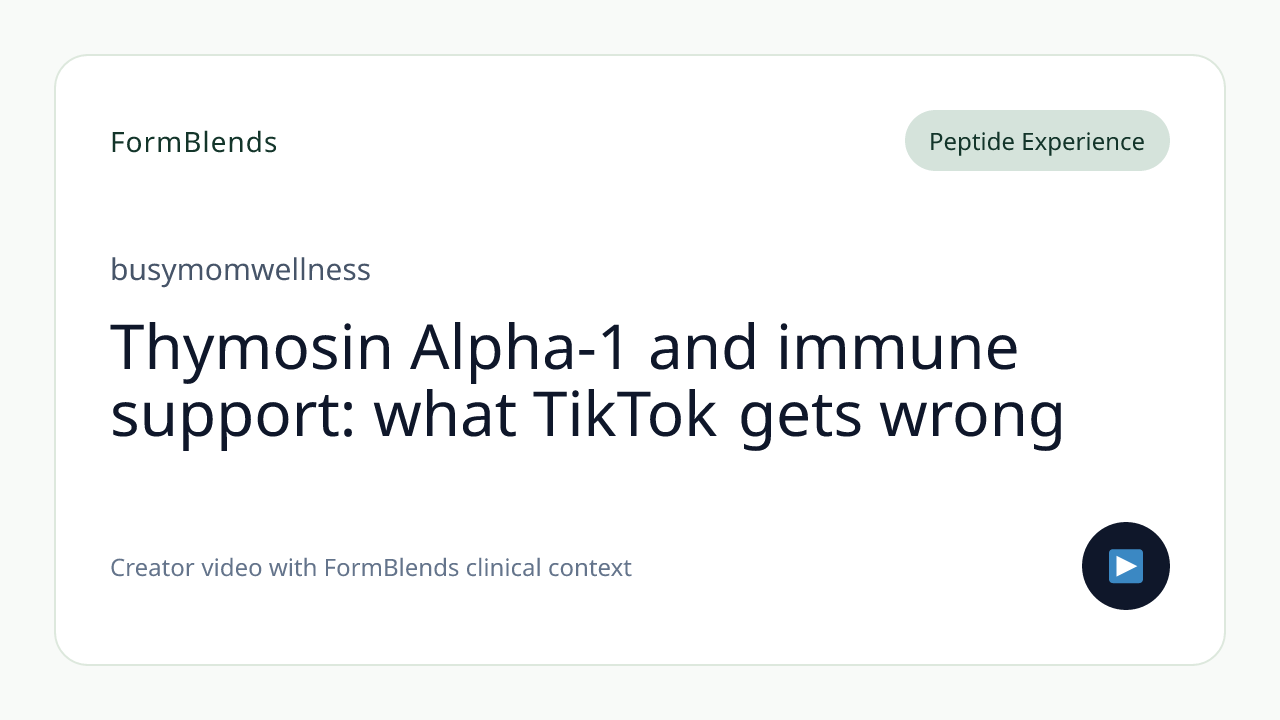 Thymosin Alpha-1 and immune support: what TikTok gets wrong