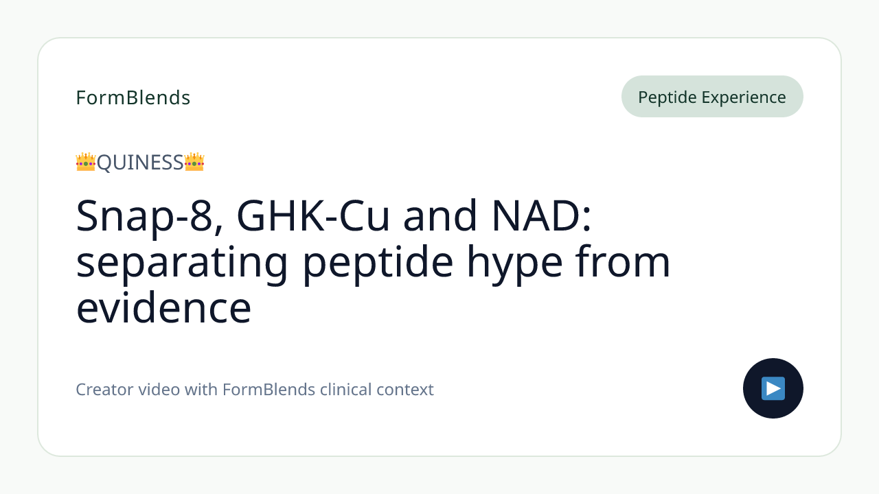 Snap-8, GHK-Cu and NAD: separating peptide hype from evidence