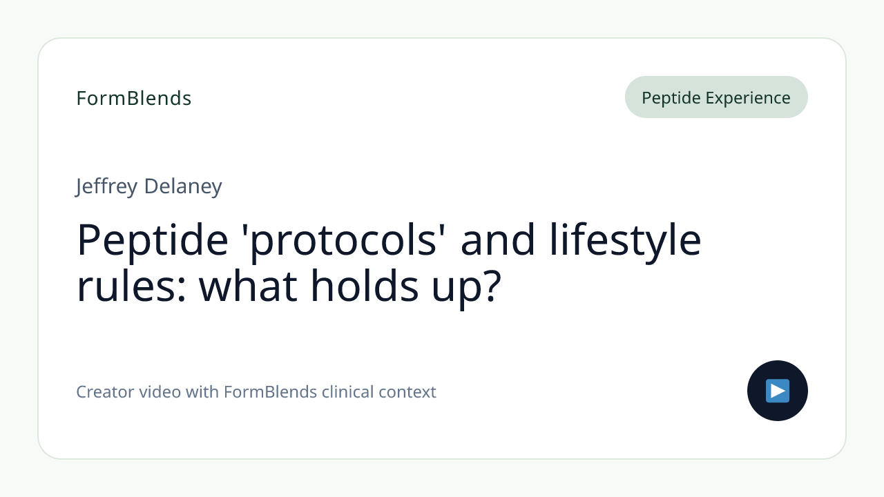 Peptide 'protocols' and lifestyle rules: what holds up?