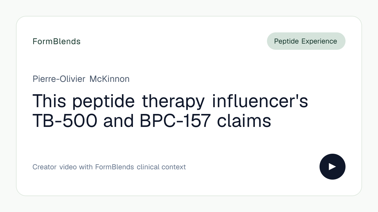 This peptide therapy influencer's TB-500 and BPC-157 claims