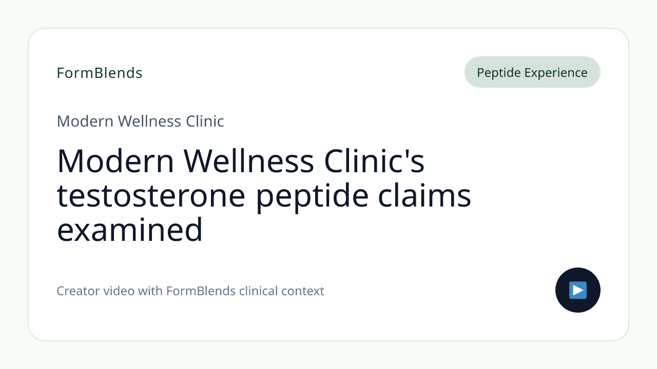 Modern Wellness Clinic's testosterone peptide claims examined