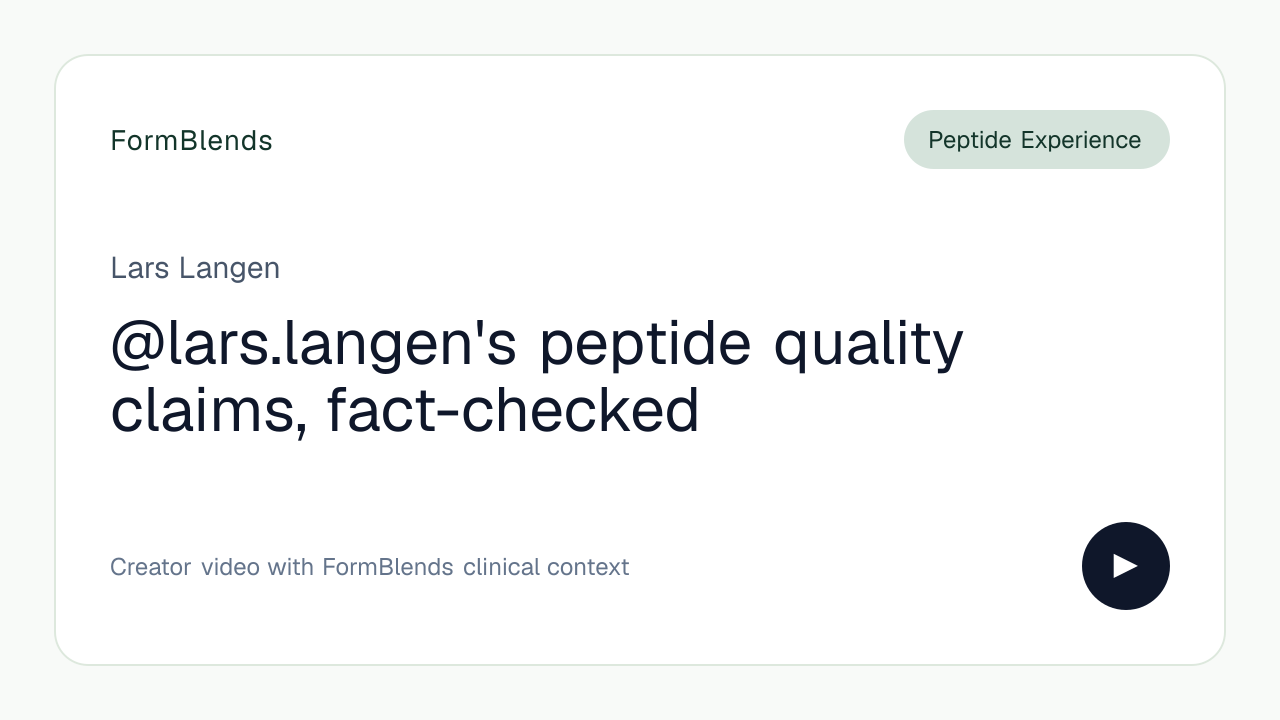 @lars.langen's peptide quality claims, fact-checked