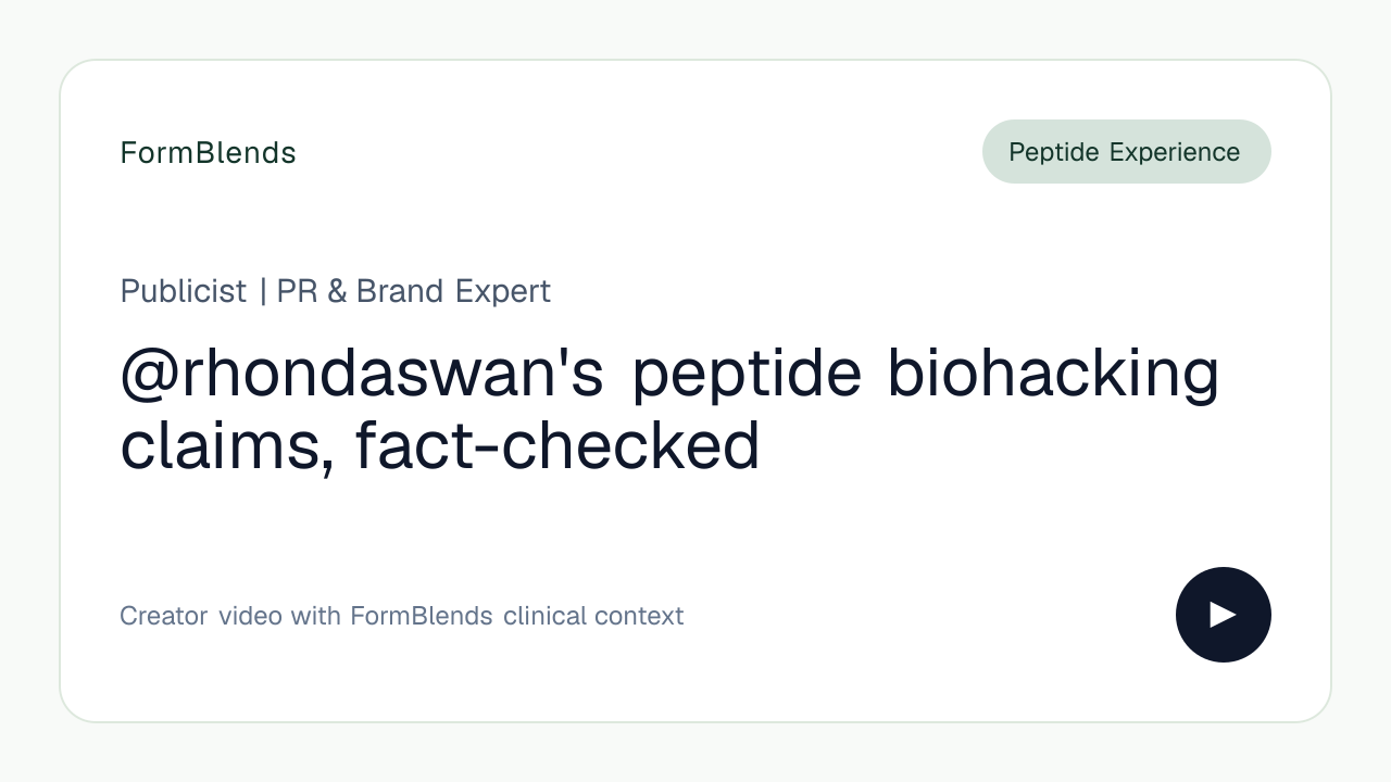 @rhondaswan's peptide biohacking claims, fact-checked