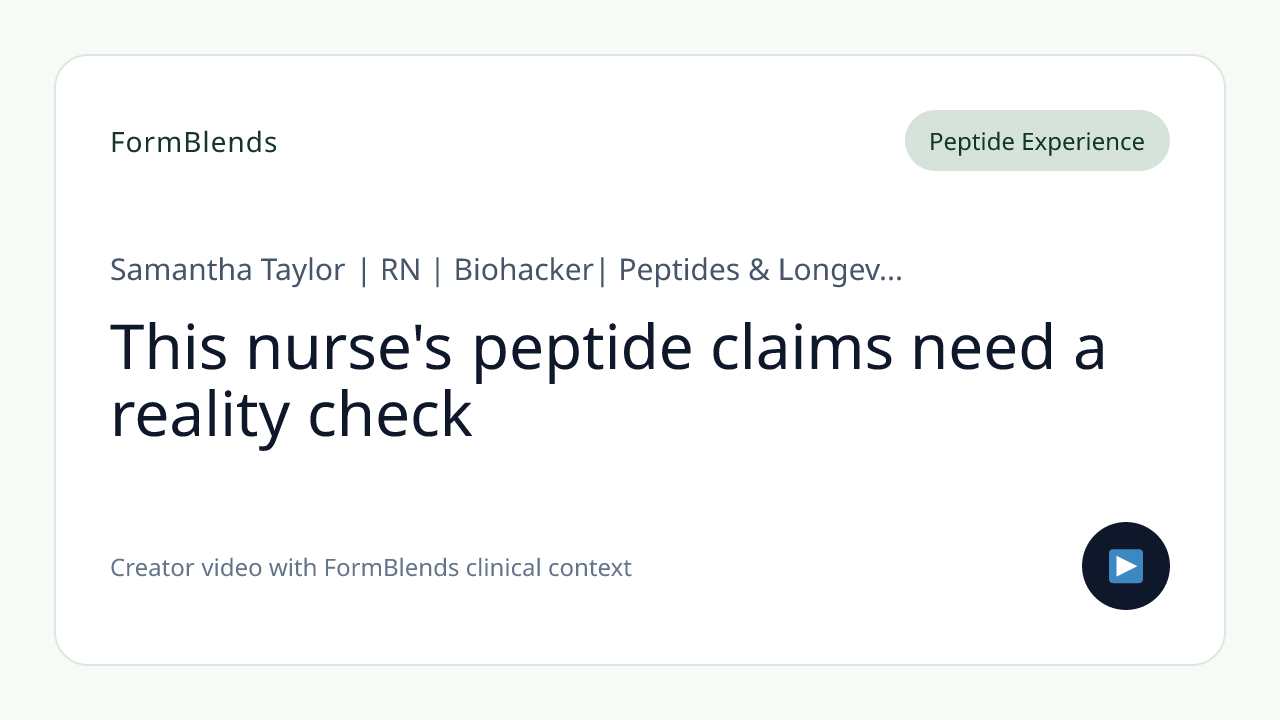 This nurse's peptide claims need a reality check