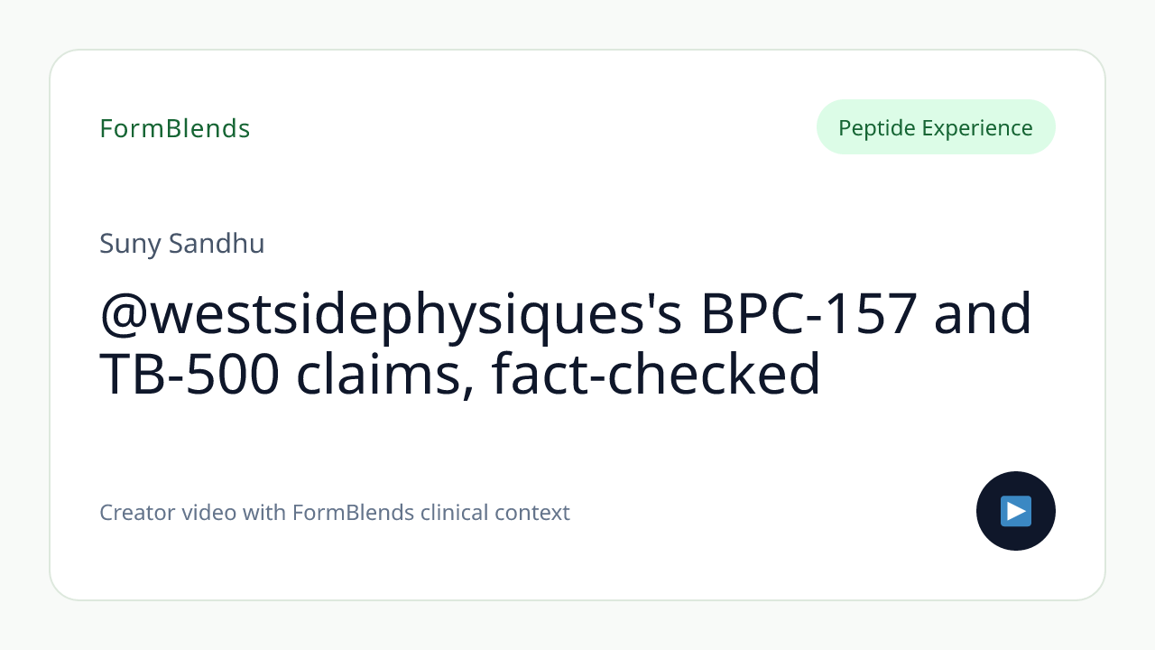 @westsidephysiques's BPC-157 and TB-500 claims, fact-checked