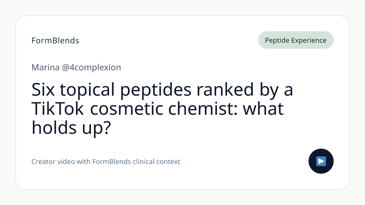 Six topical peptides ranked by a TikTok cosmetic chemist: what holds up?