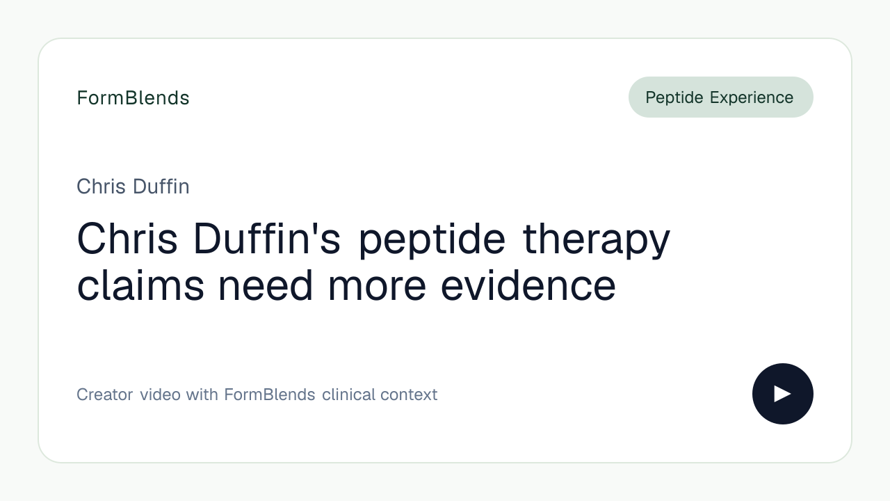 Chris Duffin's peptide therapy claims need more evidence