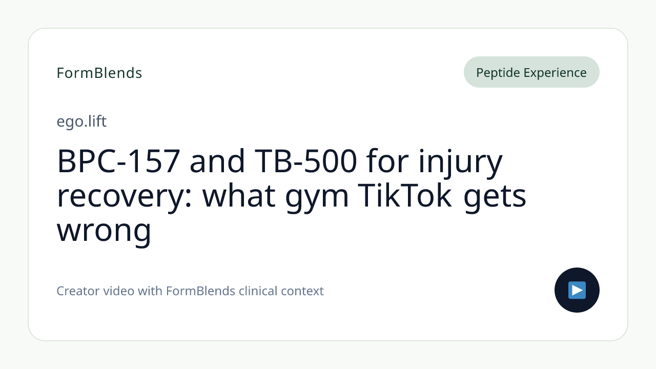 BPC-157 and TB-500 for injury recovery: what gym TikTok gets wrong