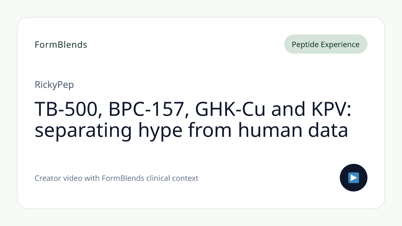 TB-500, BPC-157, GHK-Cu and KPV: separating hype from human data