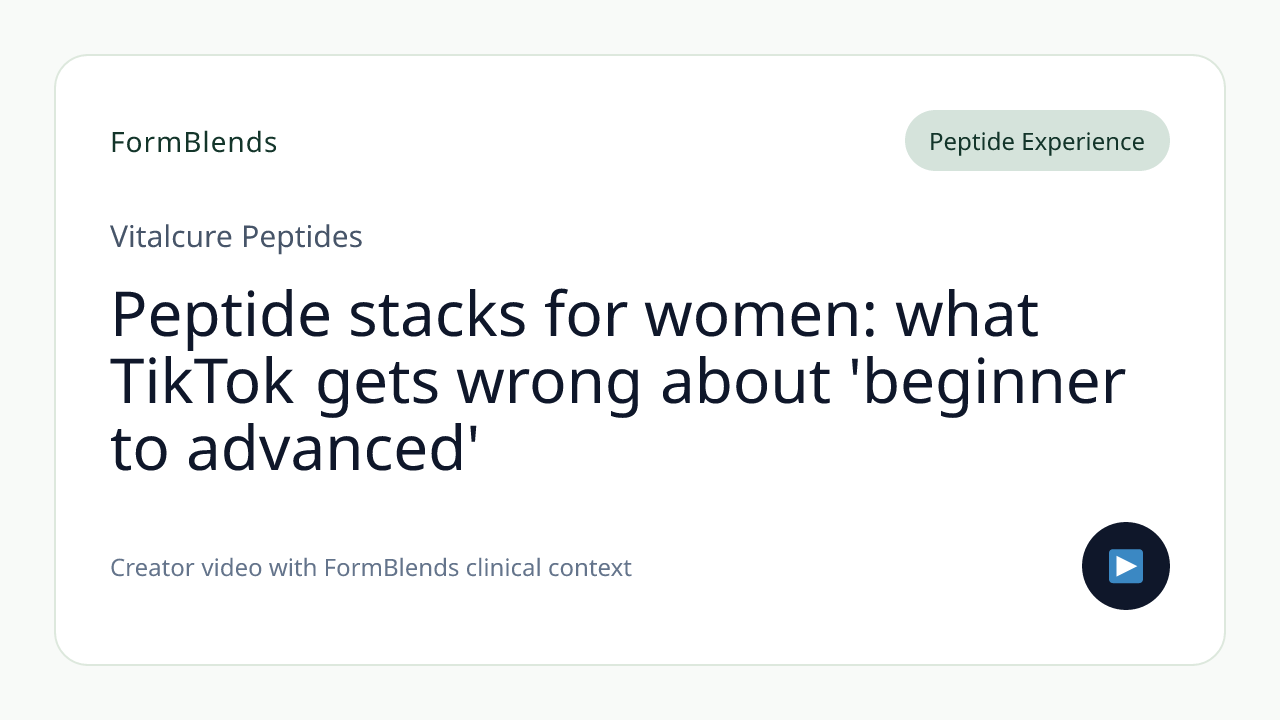 Peptide stacks for women: what TikTok gets wrong about 'beginner to advanced'