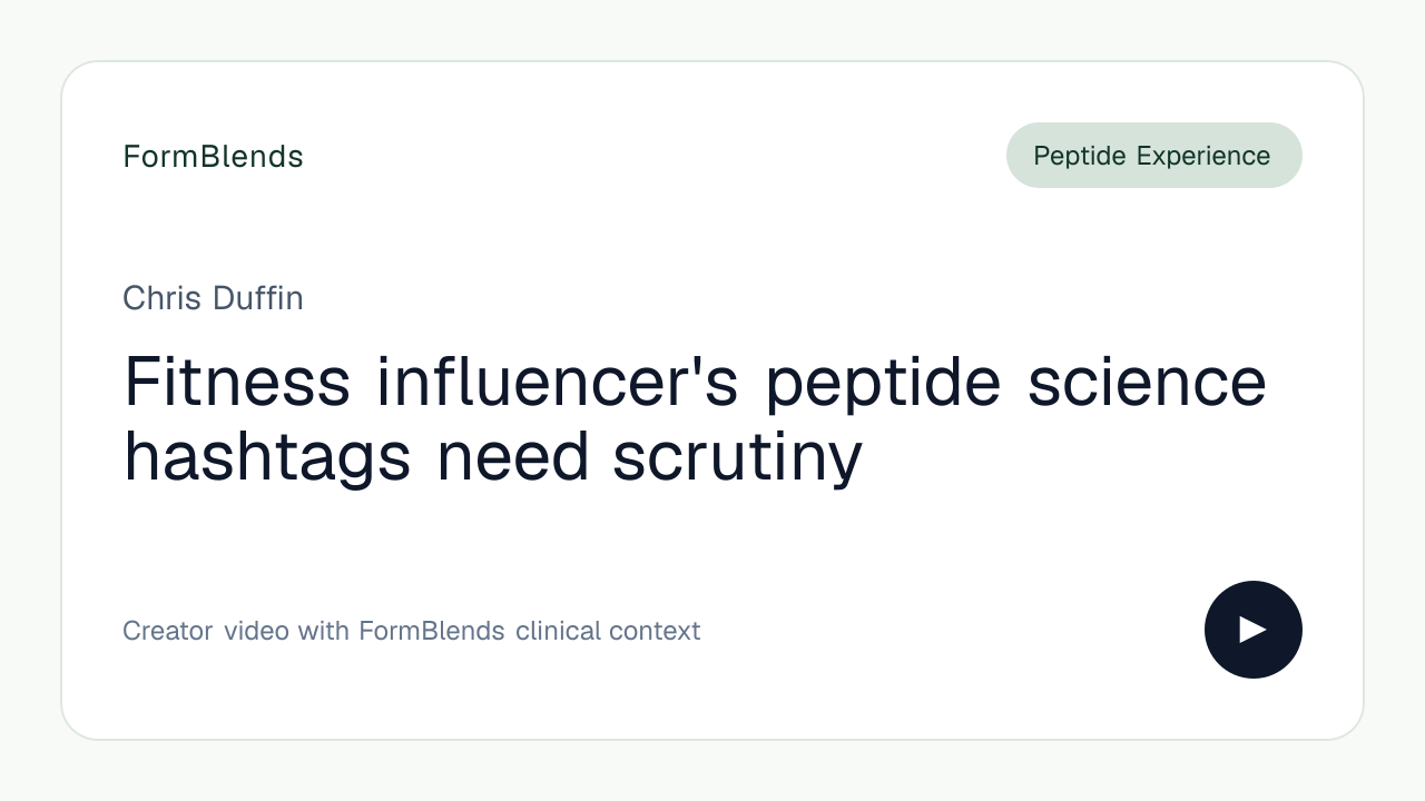 Fitness influencer's peptide science hashtags need scrutiny