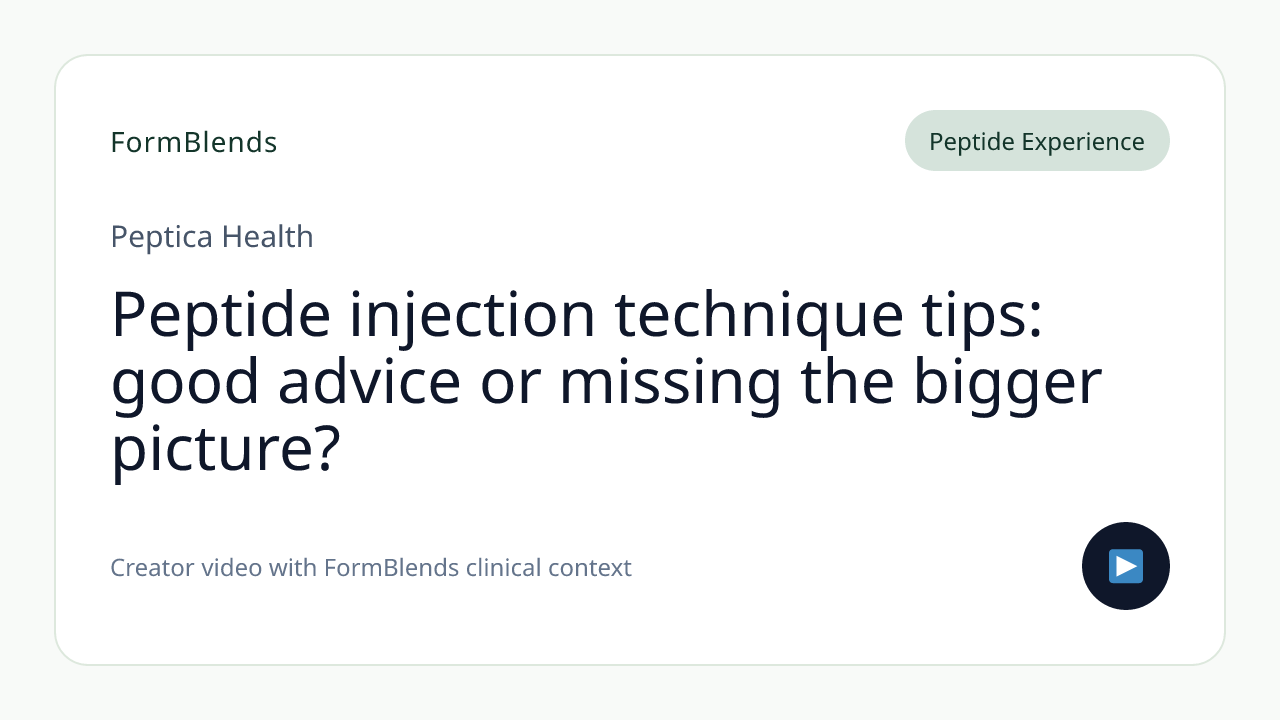 Peptide injection technique tips: good advice or missing the bigger picture?