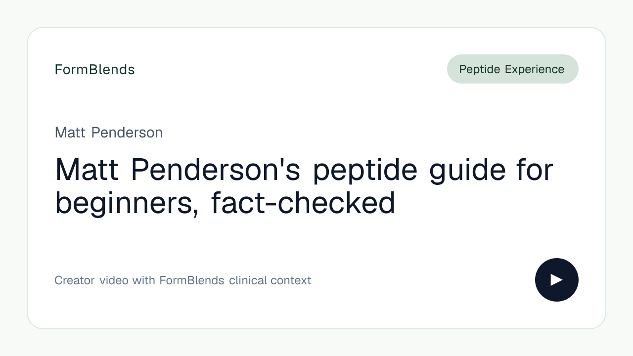 Matt Penderson's peptide guide for beginners, fact-checked