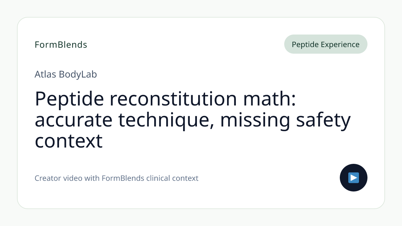 Peptide reconstitution math: accurate technique, missing safety context