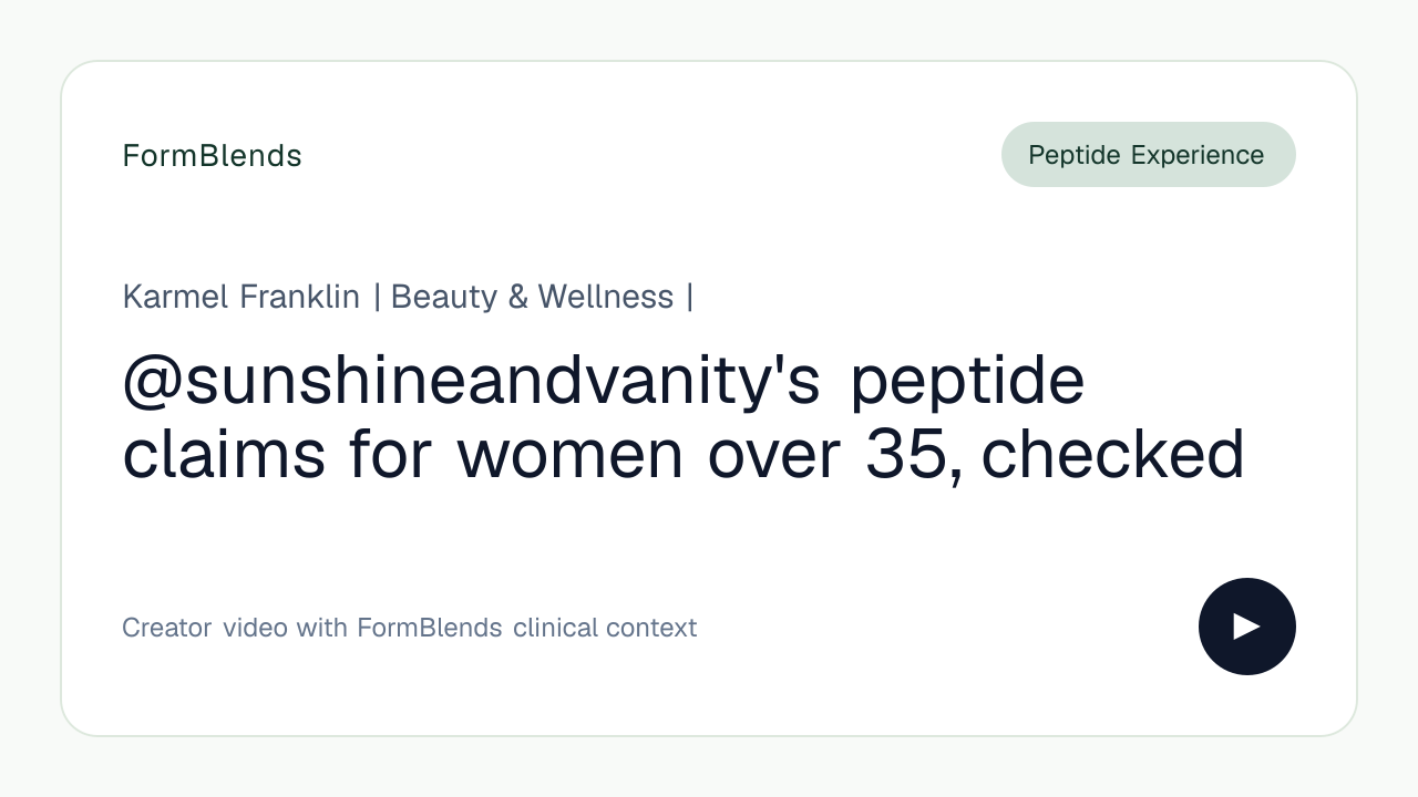 @sunshineandvanity's peptide claims for women over 35, checked