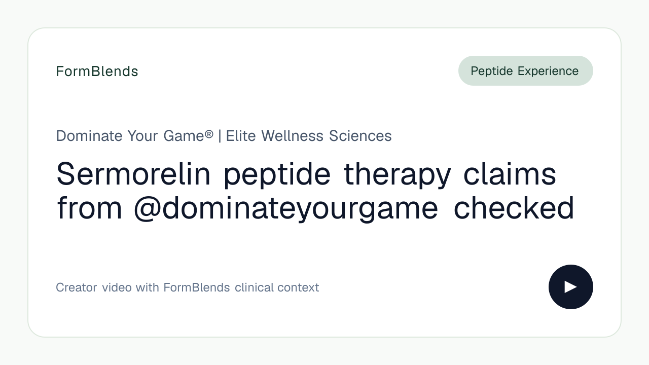 Sermorelin peptide therapy claims from @dominateyourgame checked