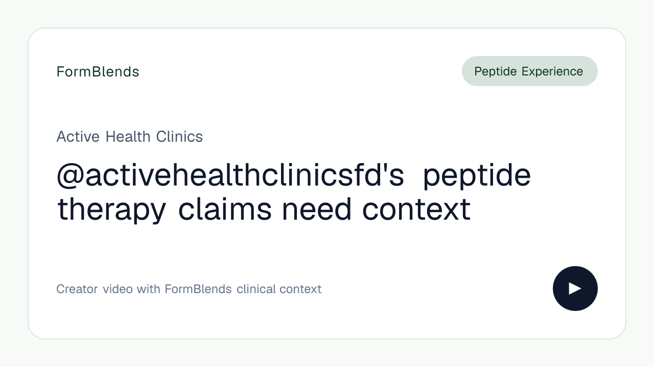 @activehealthclinicsfd's peptide therapy claims need context