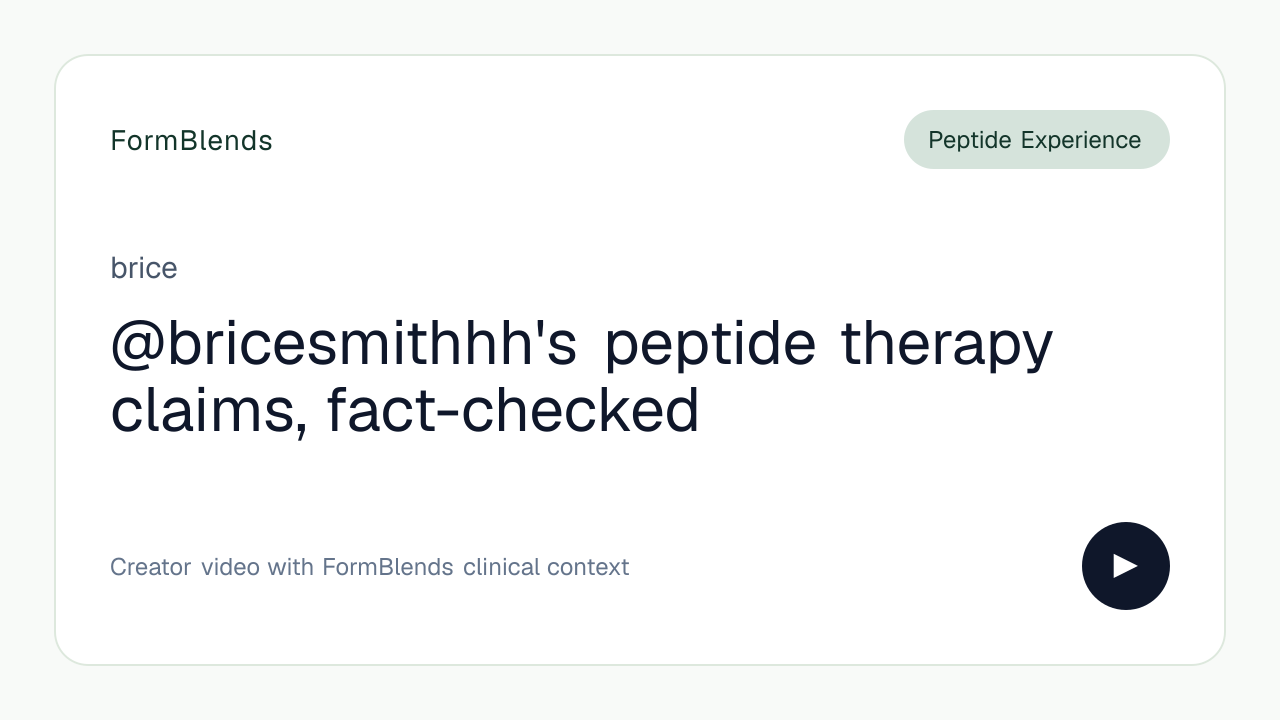 @bricesmithhh's peptide therapy claims, fact-checked