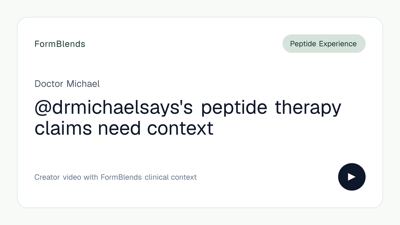 @drmichaelsays's peptide therapy claims need context