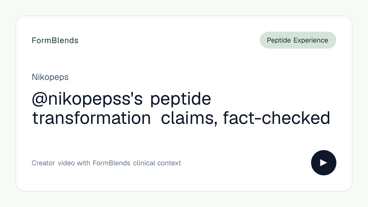 @nikopepss's peptide transformation claims, fact-checked
