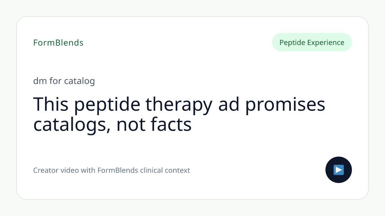 This peptide therapy ad promises catalogs, not facts