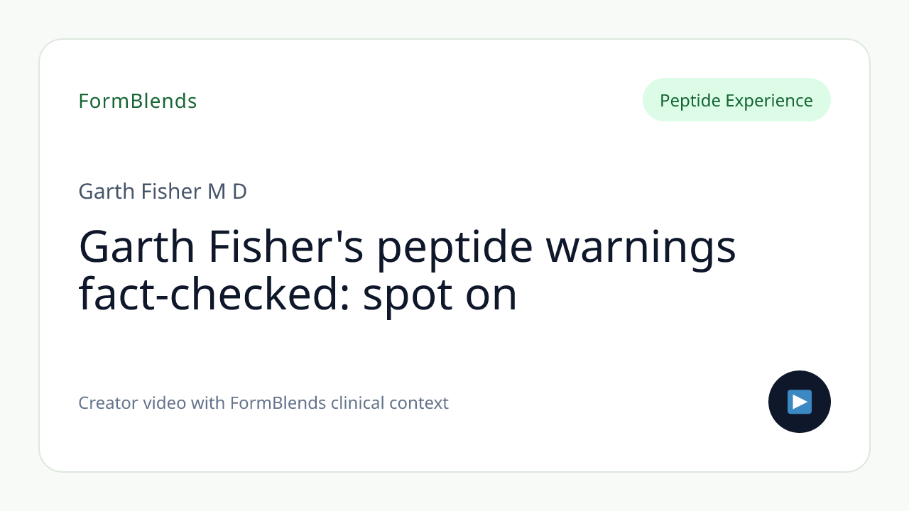 Garth Fisher's peptide warnings fact-checked: spot on
