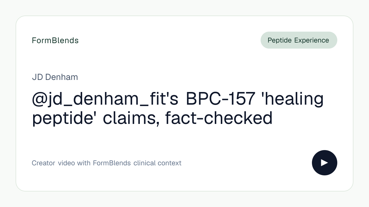@jd_denham_fit's BPC-157 'healing peptide' claims, fact-checked