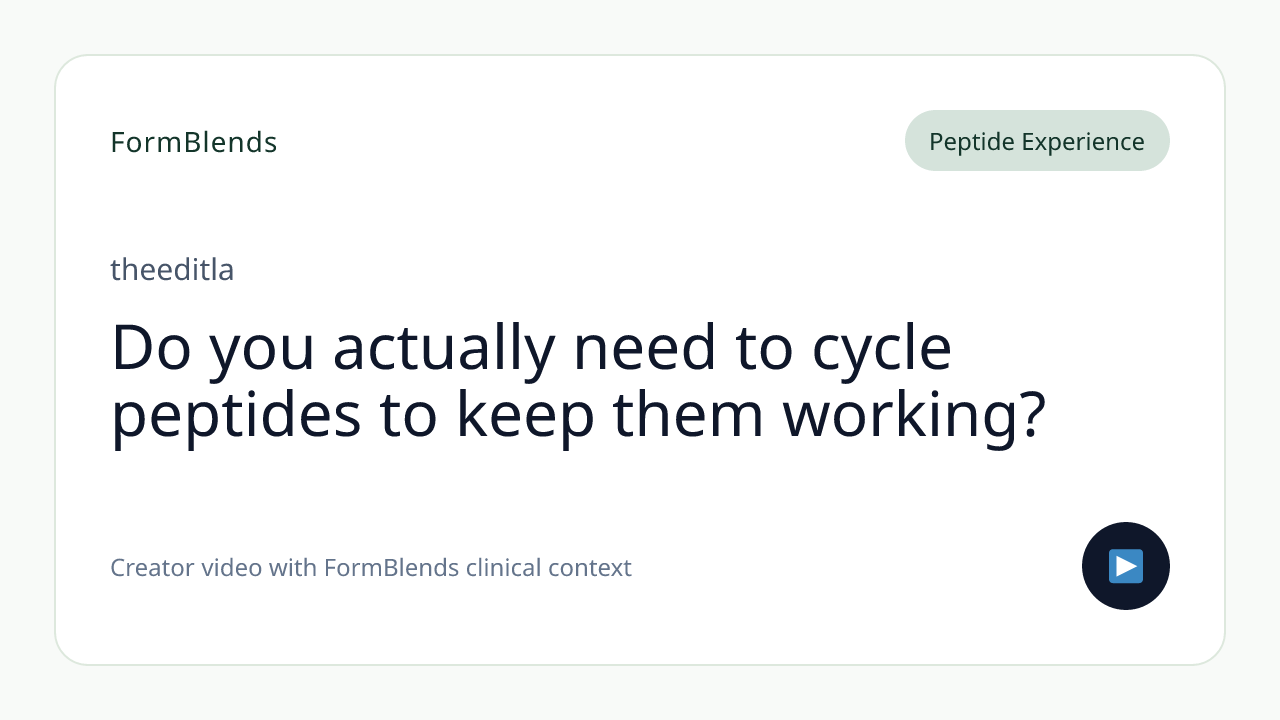 Do you actually need to cycle peptides to keep them working?