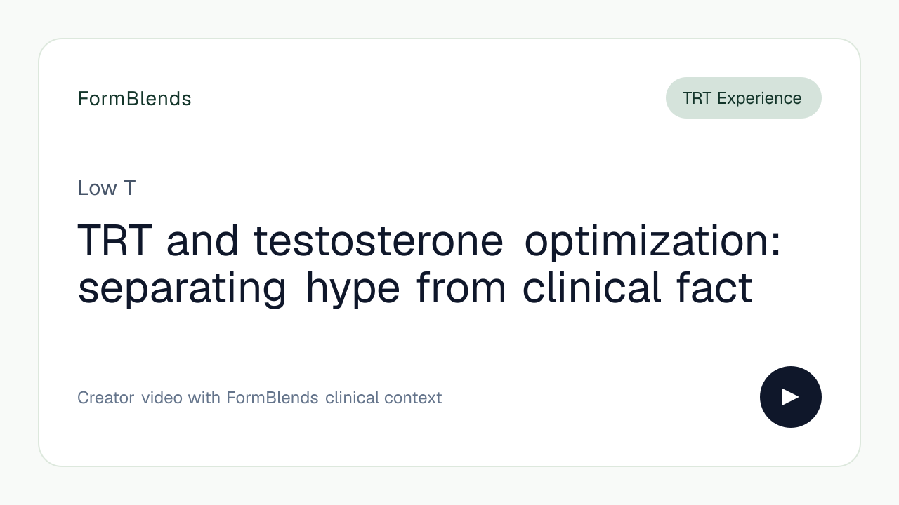 TRT and testosterone optimization: separating hype from clinical fact