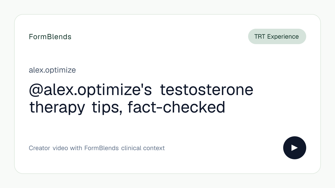 @alex.optimize's testosterone therapy tips, fact-checked