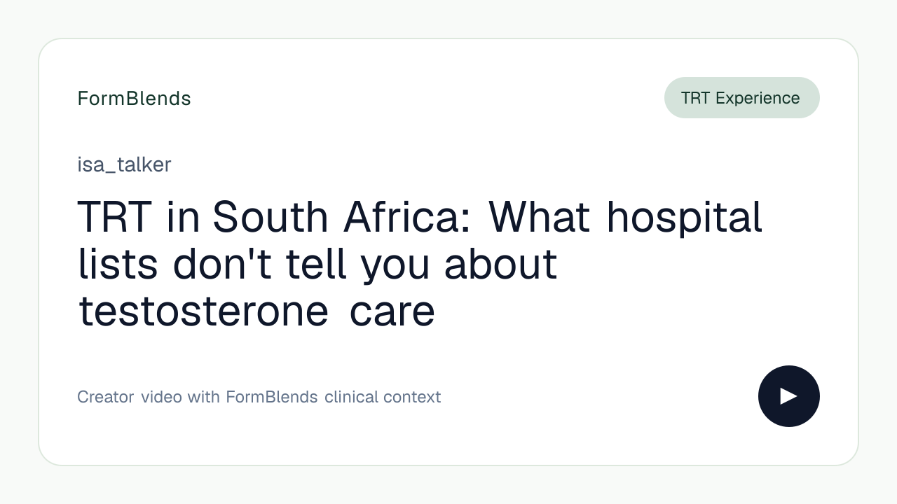 TRT in South Africa: What hospital lists don't tell you about testosterone care