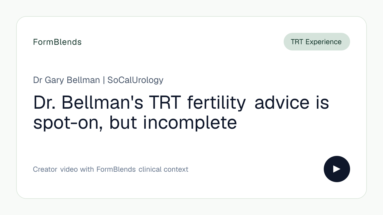 Dr. Bellman's TRT fertility advice is spot-on, but incomplete