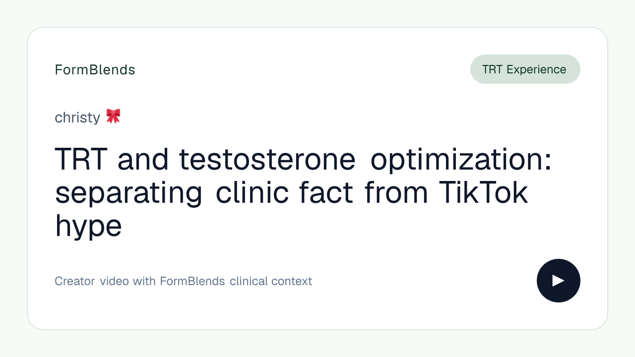 TRT and testosterone optimization: separating clinic fact from TikTok hype
