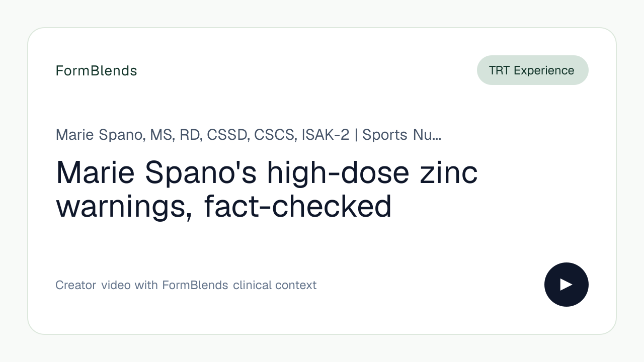 Marie Spano's high-dose zinc warnings, fact-checked